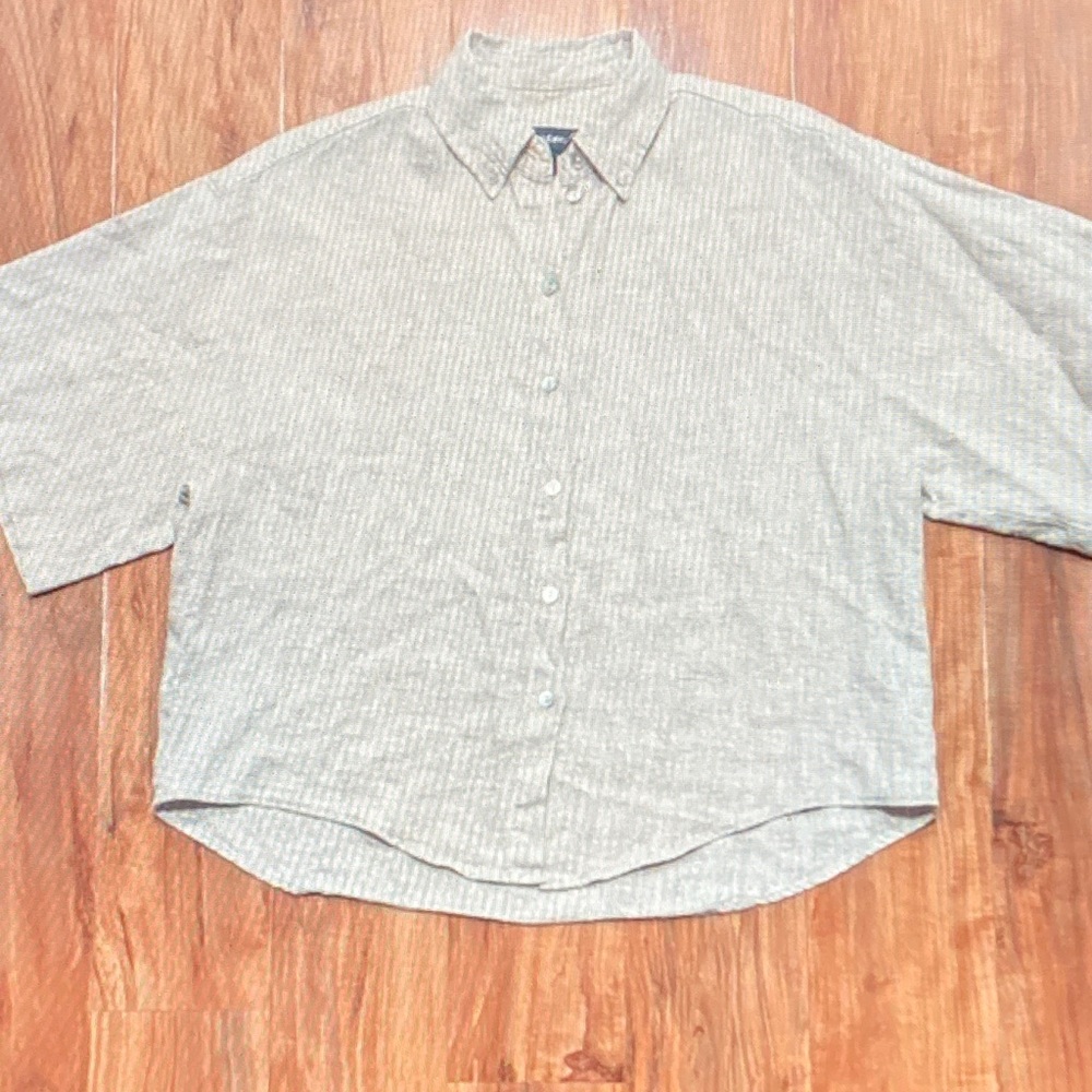 Donna Karan Men's Casual Beige Button Down Shirt